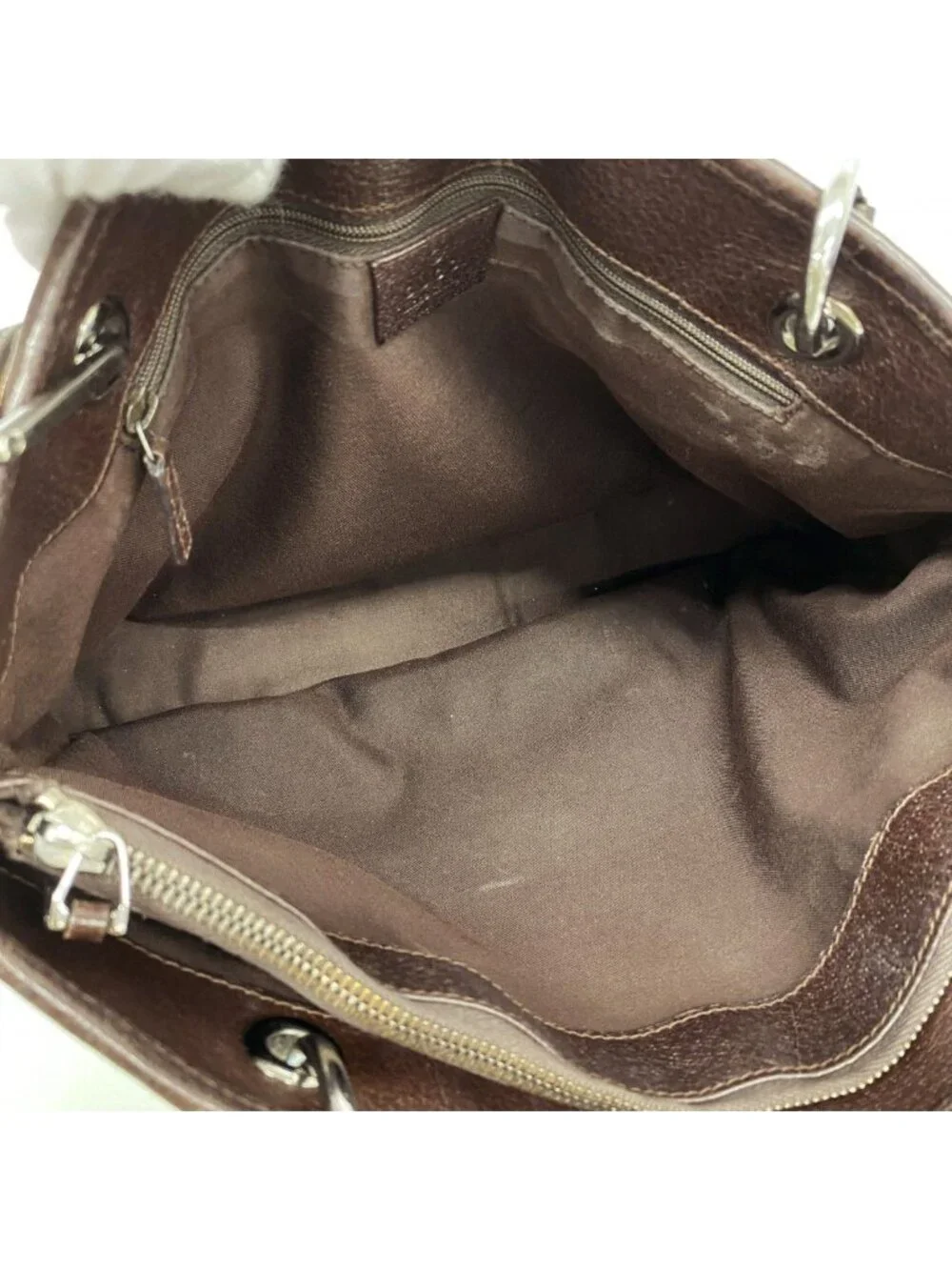 Gucci Tote GG Canvas Beige Brown Silver